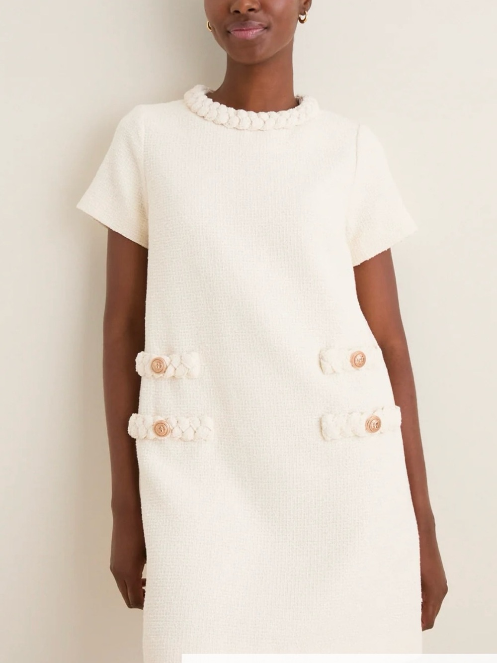 Tuckernuck Red Textured Short-Sleeve Shift Dress with Braided Trim - Picture 5 of 5